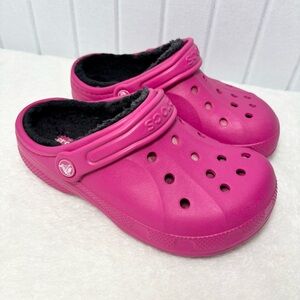 CROCS Kids pink Fuchsia Slippers size 3 J 5‎